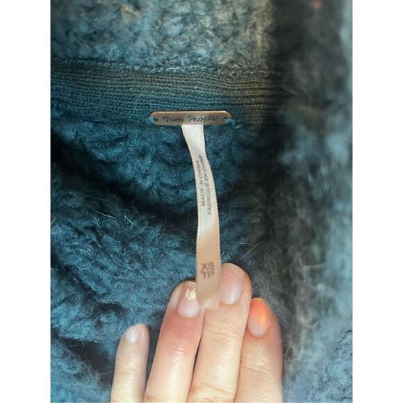 Free People Turquoise Fluffy Fox Cowl Neck Sweater Women's Size XS - Picture 6 of 8